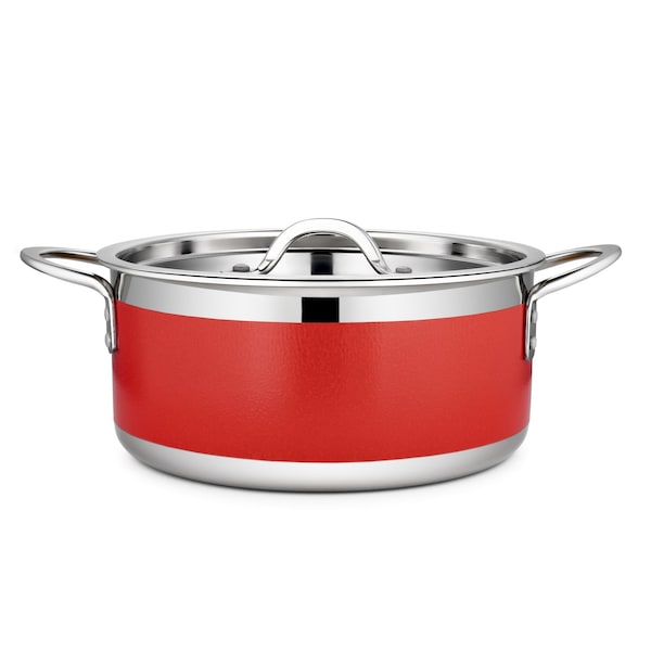 Bon Chef Country French 2 Pot W/Cover 9 3/8"Diax 4 3/8"H 4 Qt 9 Oz - Red 71302-CF2-R - main
